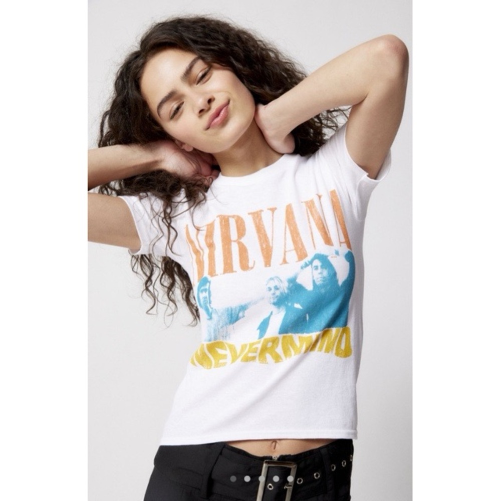 Urban Outfitters-Nirvana White Graphic Baby T-Shirt- Size Medium